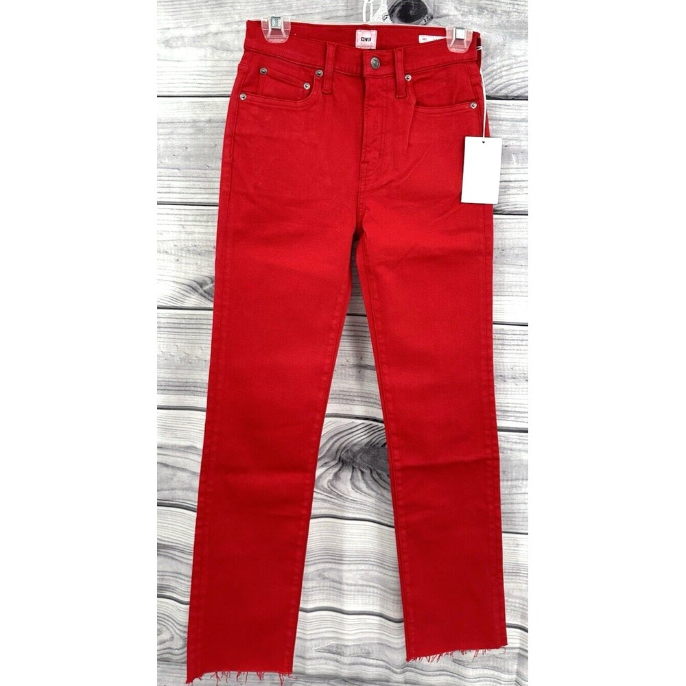 EDWIN BREE SLIM STRAIGHT CROP JEANS Women's Size 25 SCARLET RED
